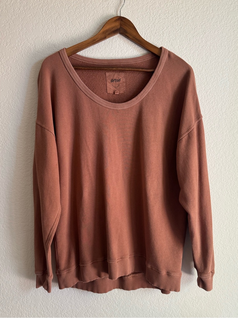 Aerie XS Oversized Terracotta Cotton Sweatshirt